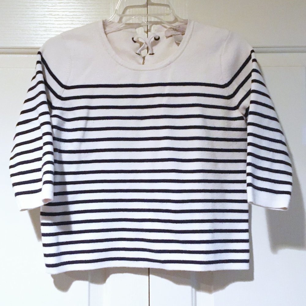 🍃SALE🍃 LOFT Nautical Navy Blue Striped Lace-Up Sweater Top